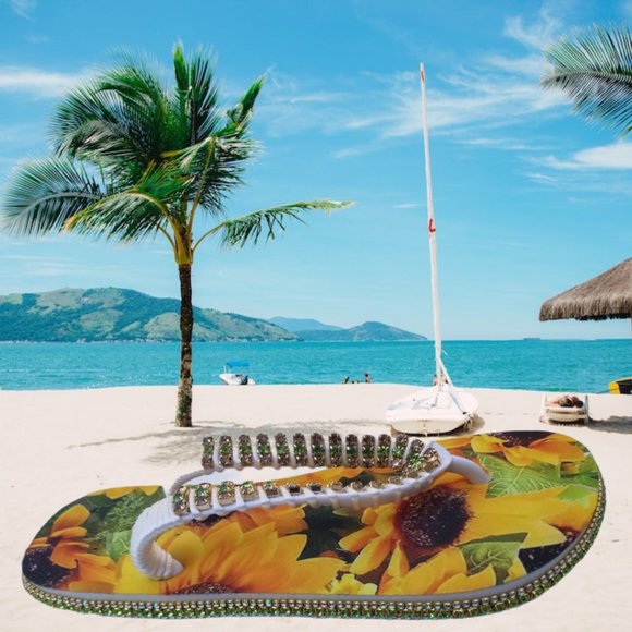 Women's Luxury Flip Flops Yellow Flowes crystals and rhinestones, all occasions. - Picture 10 of 17